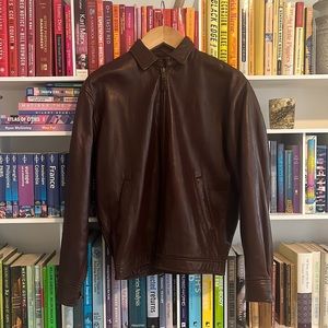 Perfect Polo vintage chocolate brown leather bomber. Size S/M